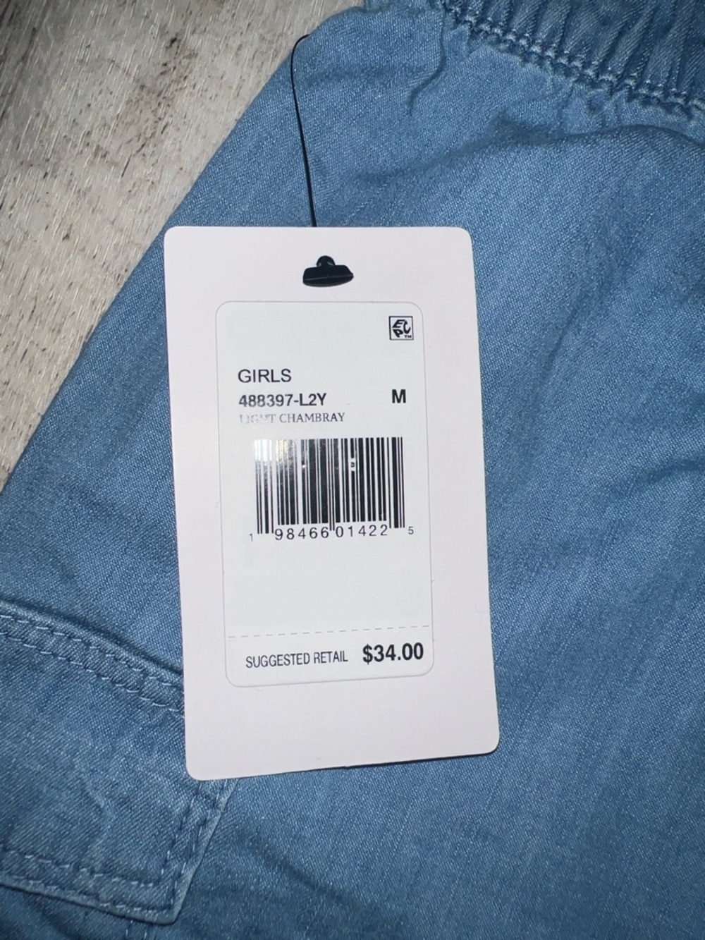 Hurley Light Blue Chambray Girls Cargo Shorts with Elastic Waist - Picture 7 of 7
